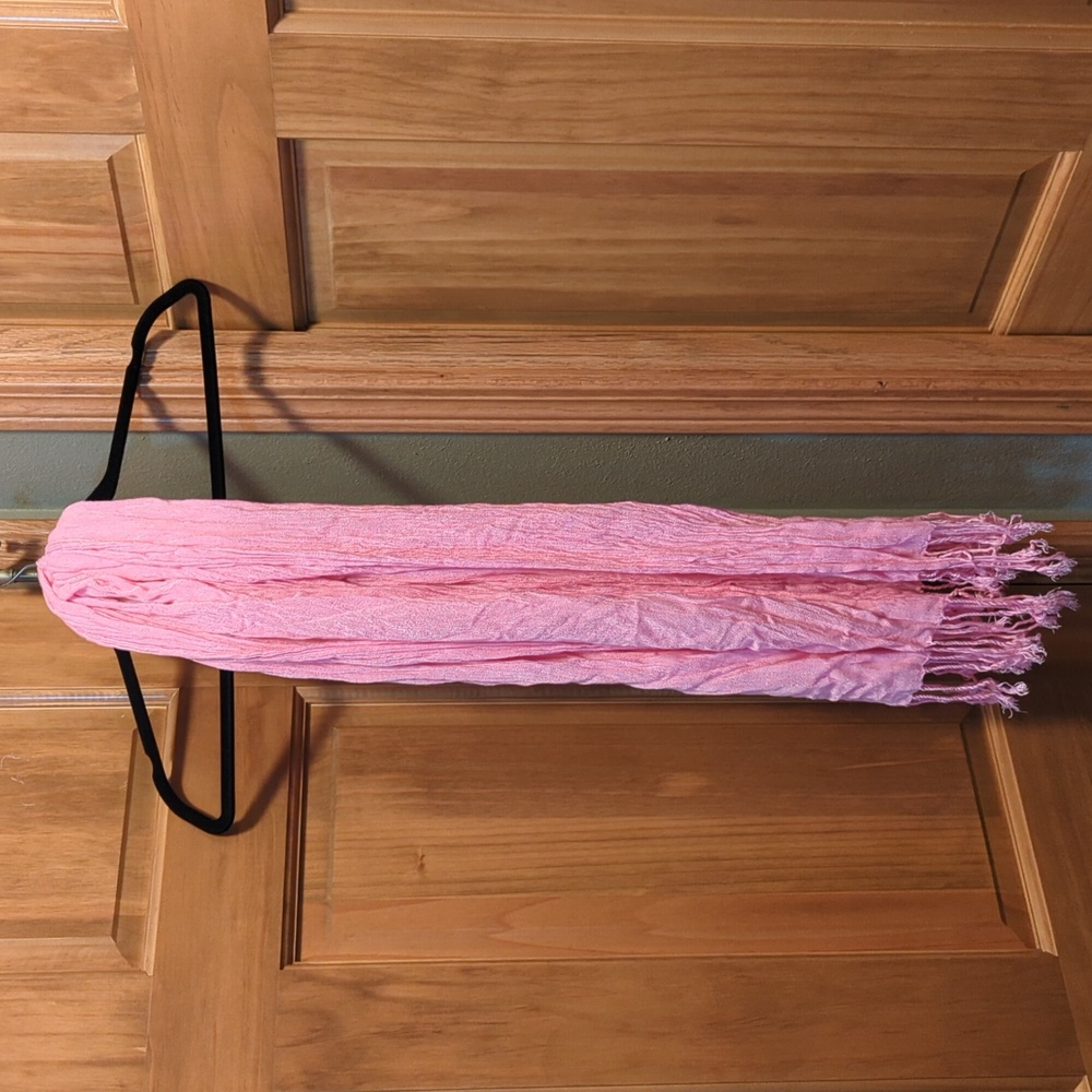 Pink Scarf With Frayed Rope Tassels